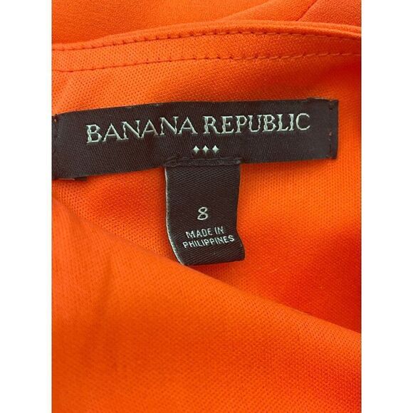 Banana Republic Women Red 3/4 Length Ruffle Sleeve Shift Dress Size 8 - Picture 8 of 8